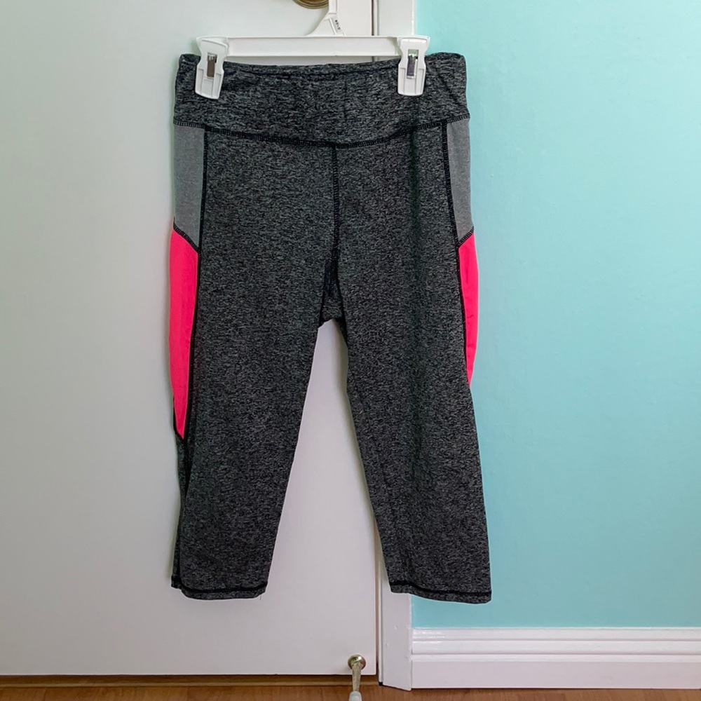 Pink and Gray Yoga Capris Leggings